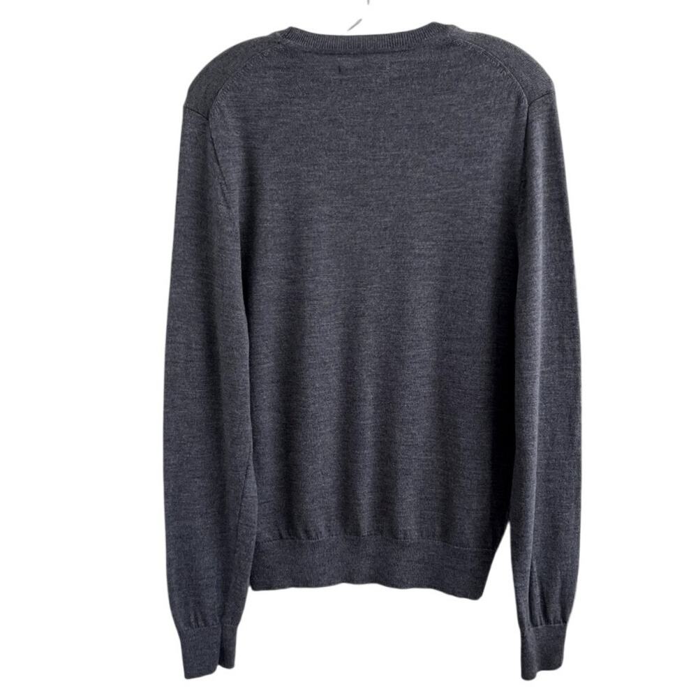 Nordstrom Sz L Merino Wool Sweater Gray Classic Preppy Office Minimalist Basic - Picture 3 of 11